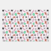 Retro Atomrosa Orange grünes Umhüllungspapier Geschenkpapier Set (Vorderseite 2)