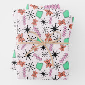 Retro Atomrosa Orange grünes Umhüllungspapier Geschenkpapier Set (Beispiel)