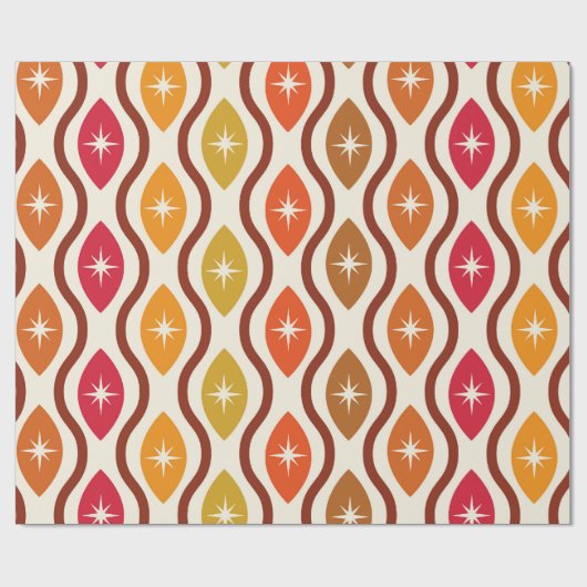 Retro-Atomstars auf ogeen Mustern der Mitte des Ja Geschenkpapier (Flach)