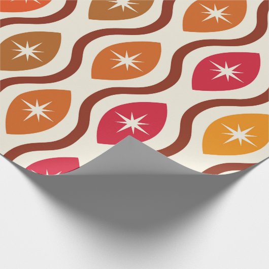 Retro-Atomstars auf ogeen Mustern der Mitte des Ja Geschenkpapier (Ecke)