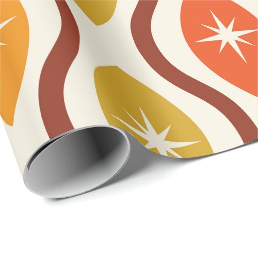 Retro-Atomstars auf ogeen Mustern der Mitte des Ja Geschenkpapier (Rolleneckpunkt)