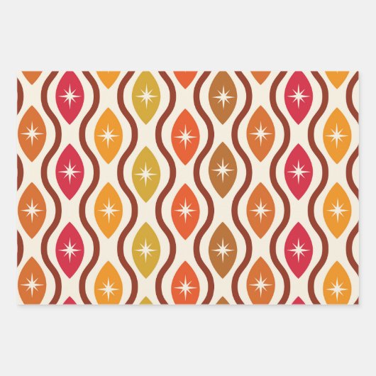 Retro-Atomstars auf ogeen Mustern der Mitte des Ja Geschenkpapier Set (Vorderseite)