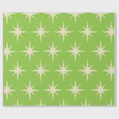 Retro Atomstars Muster auf Kalkgrün Geschenkpapier (Flach)