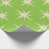 Retro Atomstars Muster auf Kalkgrün Geschenkpapier (Ecke)