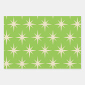 Retro Atomstars Muster auf Kalkgrün Geschenkpapier Set (Vorderseite 3)