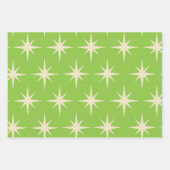 Retro Atomstars Muster auf Kalkgrün Geschenkpapier Set (Vorderseite)
