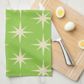 Retro Atomstars Muster auf Kalkgrün Geschirrtuch (Viertel Falte)