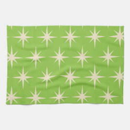 Retro Atomstars Muster auf Kalkgrün Geschirrtuch