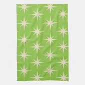 Retro Atomstars Muster auf Kalkgrün Geschirrtuch (Vertikal)