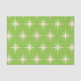 Retro Atomstars Muster auf Kalkgrün Seidenpapier