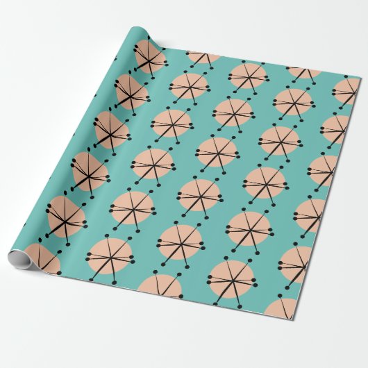 Retro-Atomsterne-Muster Geschenkpapier (Ungerollt)