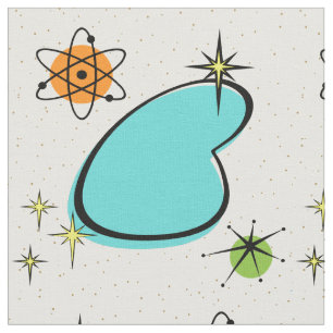 Retro Atomusche Boomerang und Sternexplosionen Stoff