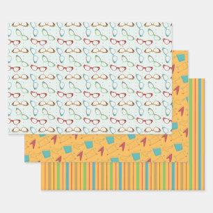Retro Atomwrapping Paper on Gold Geschenkpapier Set