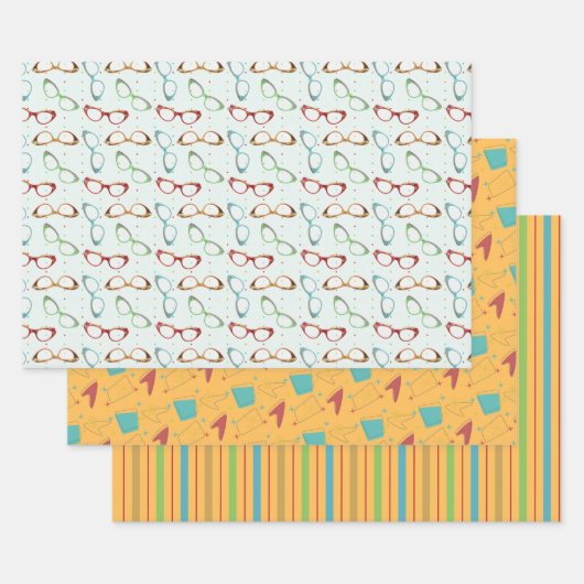Retro Atomwrapping Paper on Gold Geschenkpapier Set (Set)