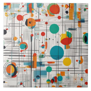 Retro-Atomzeit abstrakte Farben und Linien Fliese