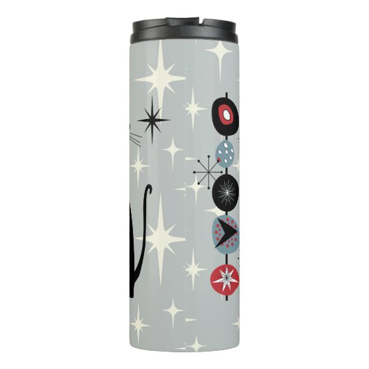 Retro Atomzeit Mitte Jahrhundert Moderne MCM Coole Thermosbecher (Rückseite)