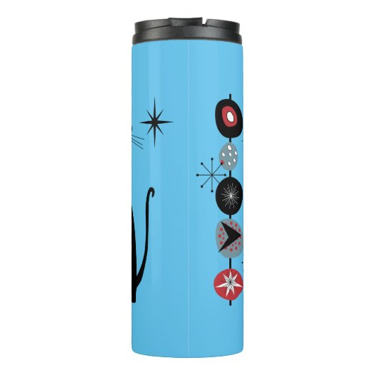 Retro Atomzeit Mitte Jahrhundert Moderne MCM Coole Thermosbecher (Rückseite)