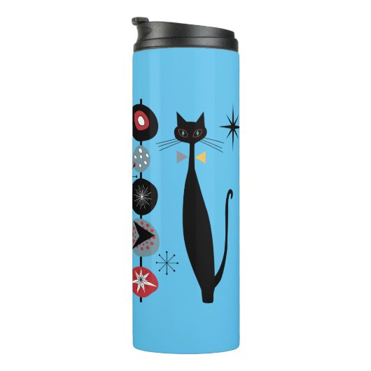 Retro Atomzeit Mitte Jahrhundert Moderne MCM Coole Thermosbecher (Nach rechts gedreht)