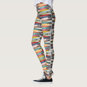 Retro-Atomzeitalter-Backgammon Leggings