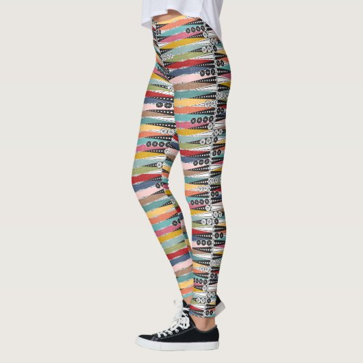 Retro-Atomzeitalter-Backgammon Leggings (Links)