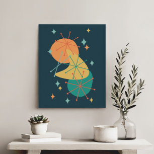 Retro-Atomzeitalter-Mid-Century-Abstrakte Kunst Leinwanddruck