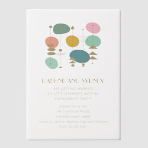 Retro Atomzeitalter Mitte Jahrhundert Mod Verlobun Pergament Einladungen