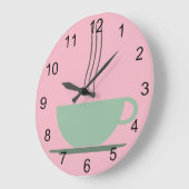 Retro Atomzeitalter Pink & Jadeite Green Coffee Cu Große Wanduhr (Winkel)