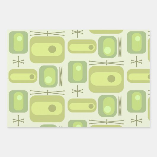 Retro-Atomzeitgestaltung Geschenkpapier Set (Vorderseite 2)