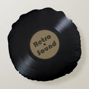 Retro Audio 70er 80er Nostalgische Vintage Vinyl / Rundes Kissen
