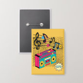 Retro Audio Boombox. Button (Vorderseite/Rückseite)