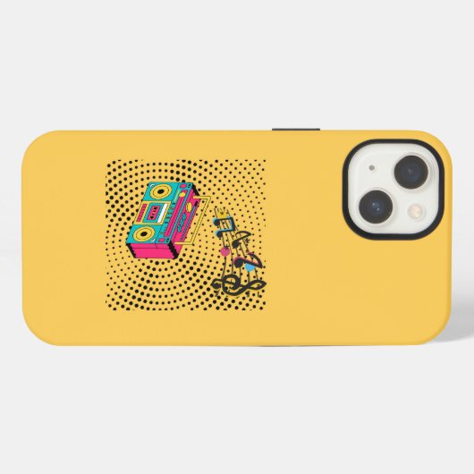 Retro Audio Boombox. iPhone Hülle (Rückseite (Horizontal))
