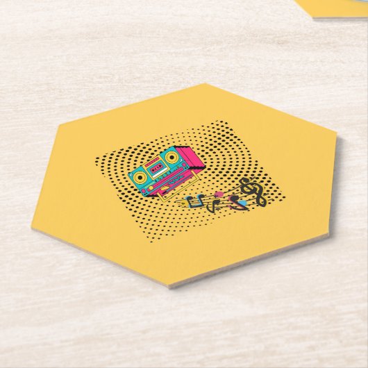 Retro Audio Boombox. Untersetzer (angewinkelt)