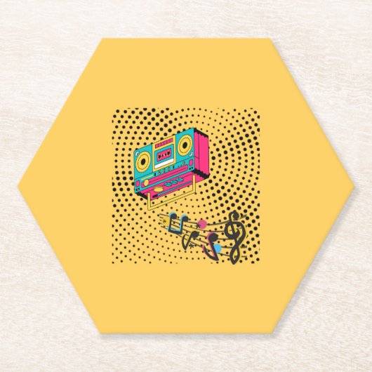Retro Audio Boombox. Untersetzer (Vorderseite)