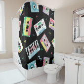 Retro-Audiobänder, 80er-Stil-Muster. Duschvorhang (Beispiel)