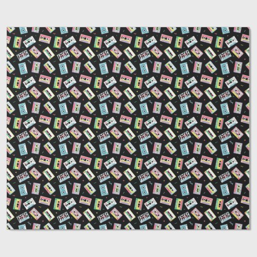 Retro-Audiobänder, 80er-Stil-Muster. Geschenkpapier (Flach)