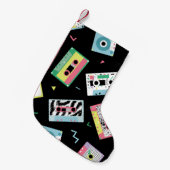 Retro-Audiobänder, 80er-Stil-Muster. Kleiner Weihnachtsstrumpf (Vorderansicht (hängend))