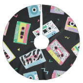 Retro-Audiobänder, 80er-Stil-Muster. Polyester Weihnachtsbaumdecke (Vorderseite)