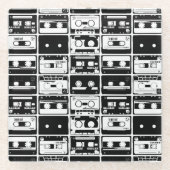 Retro-Audiobänder, altmodisches Muster. Glasuntersetzer (Vorderseite)