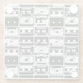 Retro-Audiobänder, altmodisches Muster. Glasuntersetzer (Rückseite)