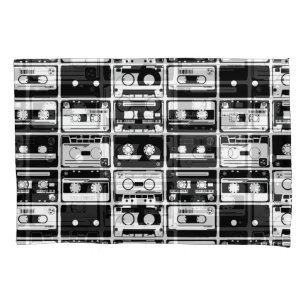 Retro-Audiobänder, altmodisches Muster. Kissenbezug