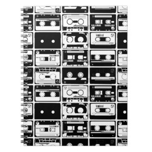 Retro-Audiobänder, altmodisches Muster. Notizblock