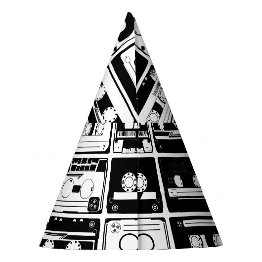 Retro-Audiobänder, altmodisches Muster. Partyhütchen (Rückseite)