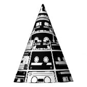 Retro-Audiobänder, altmodisches Muster. Partyhütchen (Vorderseite)