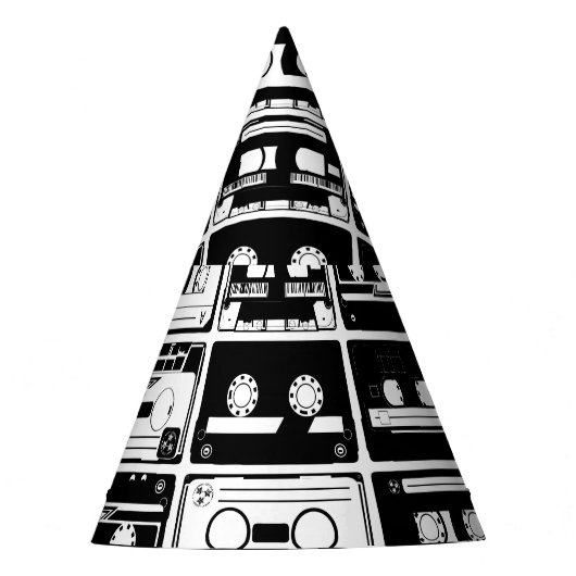 Retro-Audiobänder, altmodisches Muster. Partyhütchen (Vorderseite)