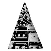 Retro-Audiobänder, altmodisches Muster. Partyhütchen (Rechts)