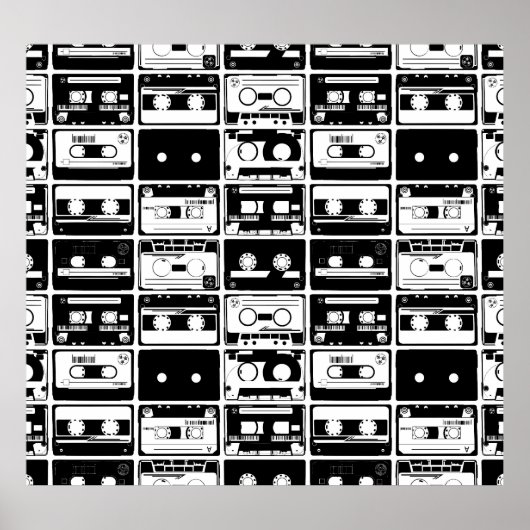Retro-Audiobänder, altmodisches Muster. Poster (Vorne)