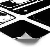 Retro-Audiobänder, altmodisches Muster. Poster (Ecke)