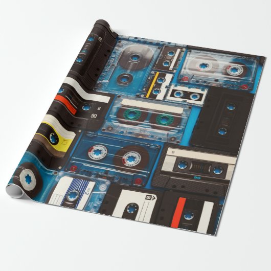 Retro-Audiokassetten Geschenkpapier (Ungerollt)