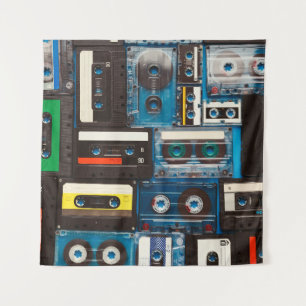 Retro-Audiokassetten Wandteppich