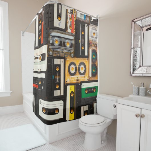 Retro-Audiokassettenband Duschvorhang (Beispiel)